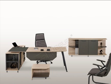 Çift taraflı modern ofis personel masası.